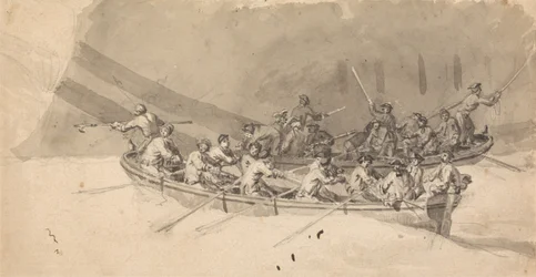 Zwei Boote mit Besatzungen, Studie für Die Royal William auf See